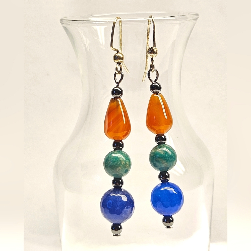 Beaded Stone Earrings